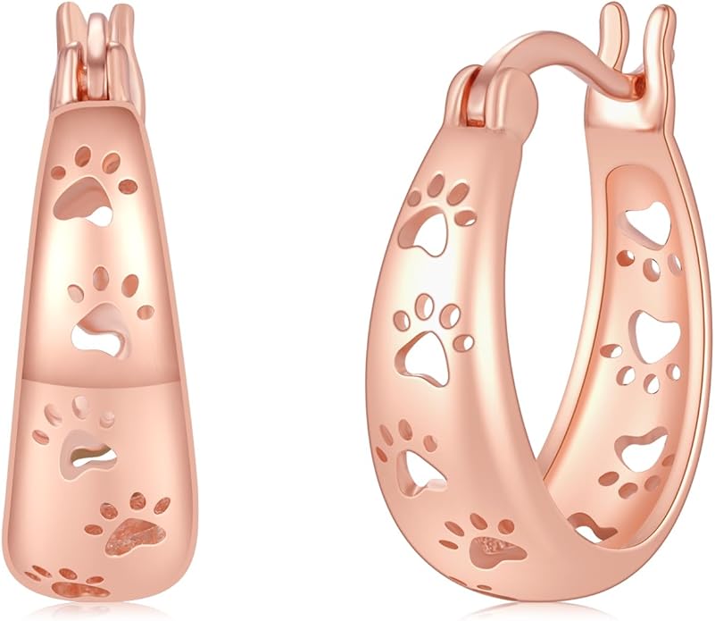 Paw Earrings 925 Sterling Silver Paw Hoop Earrings Cat Dog Jewelry Gifts for Women