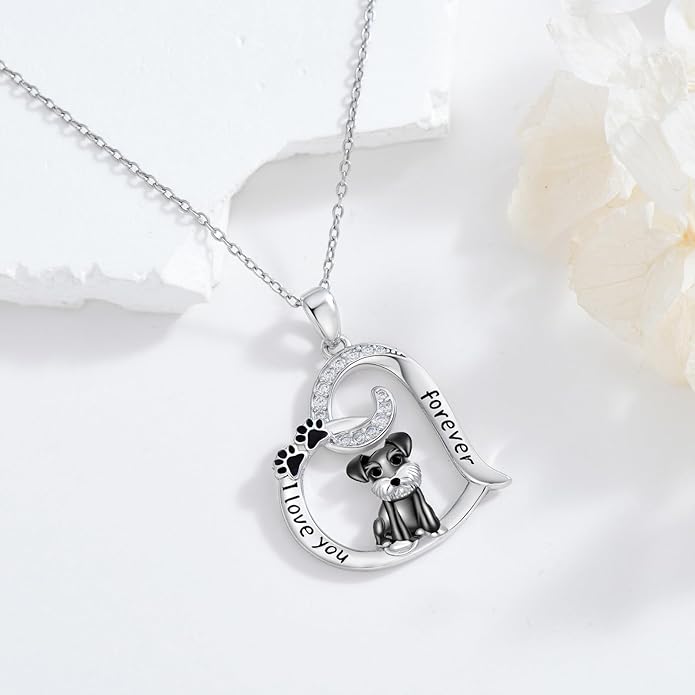 Dog/Paw Print/Infinity Necklace for Women 925 Sterling Silver Heart Dogs Pendant Necklaces Jewelry Christmas Birthday Gifts for Dog Lovers Friends