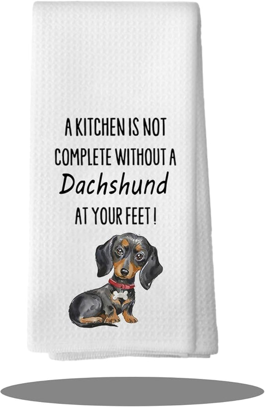Dachshund Dog Gifts Kitchen Decor Towels 16″×24″,Dog Lovers Gifts for Girls Mom Women, A Kitchen is Not Complete Without a Dachshund at Your Feet Bathroom Kitchen Dish Hand Towels 052