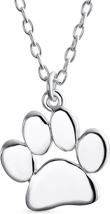 Personalized Initial Alphabet A-Z Dainty Dog Cat Pet Kitten Puppy Paw Print Pendant Necklace Animal Jewelry For Women Teen Polished Rose Yellow Gold Plated .925 Sterling Silver Customizable