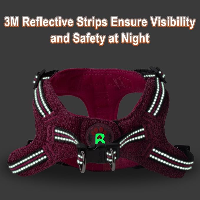 Dog Harness Step in Dog Vest Harness, Reflective Adjustable Puppy No Pull Harness Breathable Soft for Small and Medium Dogs Cats, Pink/Black, XS