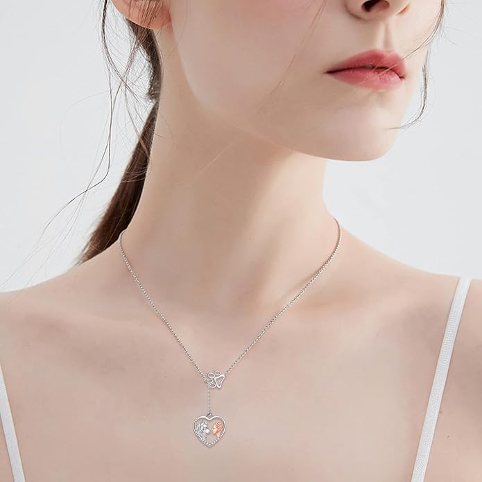 LUHE Bee/Cat/Wolf/Horse Gifts Necklace Sterling Silver Women Y-Necklace Pendant Necklace Jewelry for Teen Girls