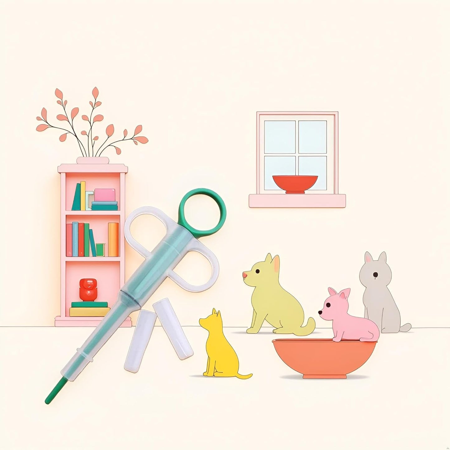 Green Medicine Feeder for Pets, Pill Guns for Dog and Cat, Pet Medical Feeding Dispenser Tool for Small Animal, Cat Tablet Soft Tip Syringe Double Feed Medicine Water Nursing Supplies