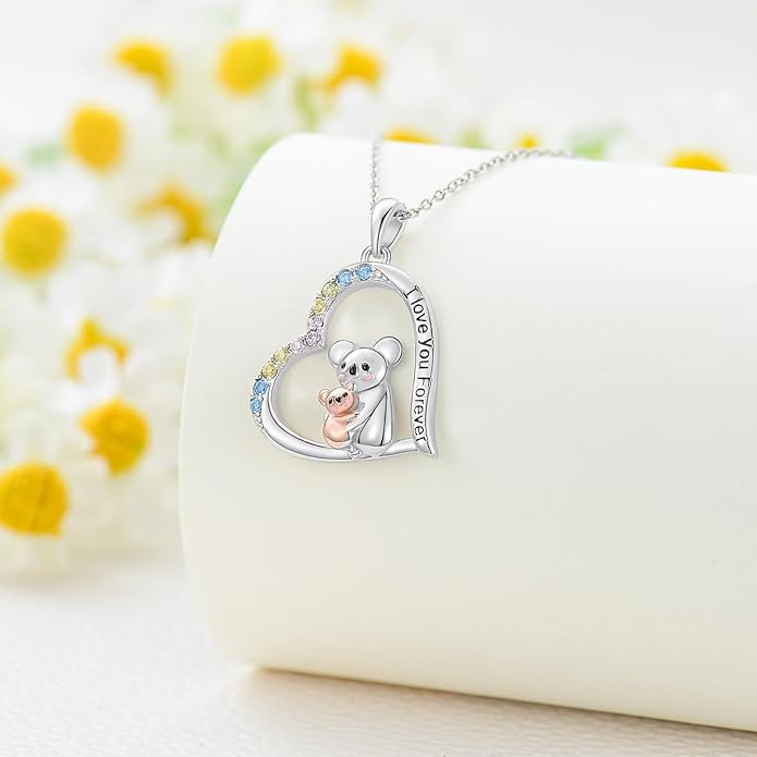 Cat Squirrel Llama Raccoon Tiger Cheetah Elephant Fox Sloth Koala Monkey Horse Dinosaur Axolotl Necklace Animal Pendant Heart Necklace 925 Sterling Silver