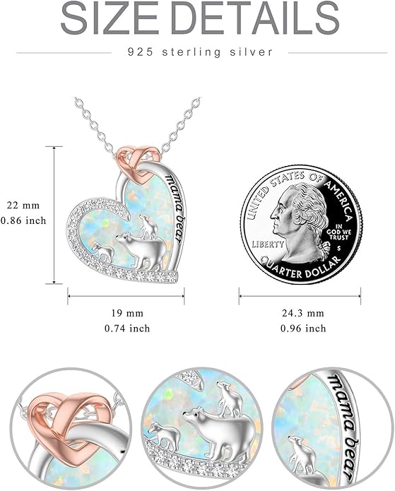 Mothers Day Gift for Mom 925 Sterling Silver Mama Bear/Dinosaur/Cat/Bird/Chicken Necklace with 1 2 3 4 5 Cubs Jewelry for Women Wife Grandma