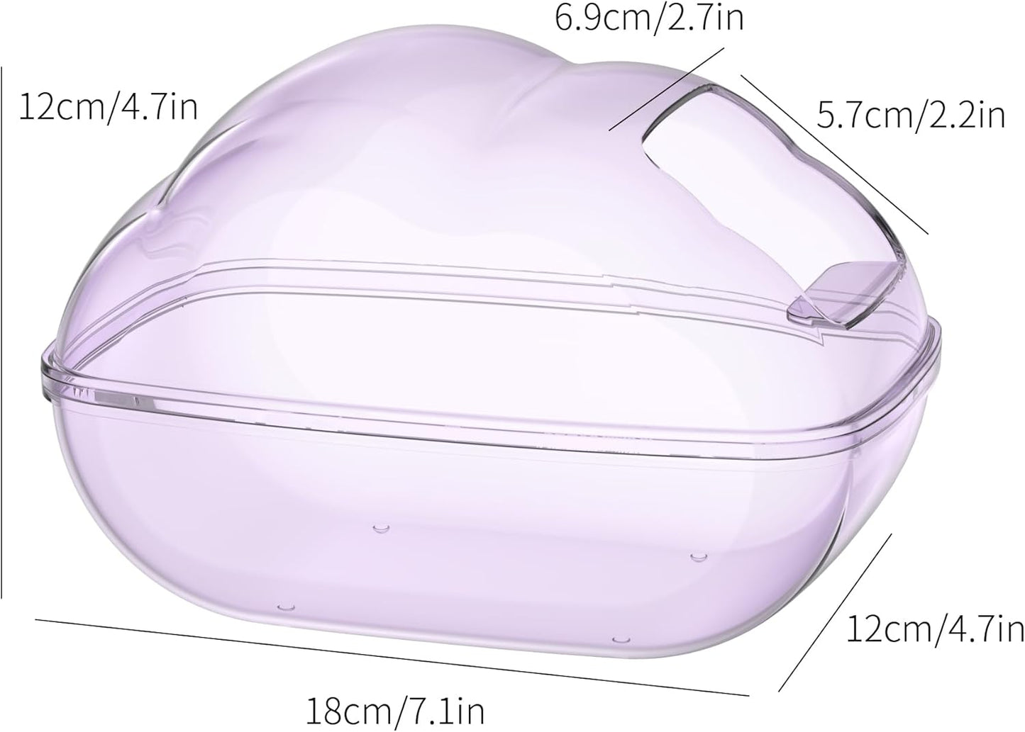 BUCATSTATE Sand Bath Container for Hamster Transparent Toilet with Scoop Set Dust Bath Sandbox Cage Accessories for Small Animals(Purple, Large)
