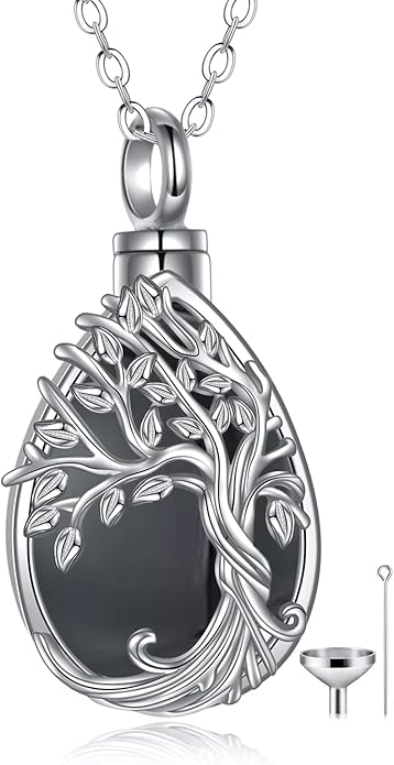 Tree of Life Urn Necklaces for Ashes 925 Sterling Silver Tree of Life Crystal Cremation Jewelry for Ashes Memory Jewelry for Women Men