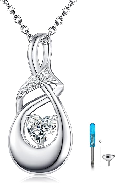 POPLYKE 925 Sterling Silver Urn Necklace for Ashes for Women Cremation Necklace for Ashes Keepsake Jewelry for Human