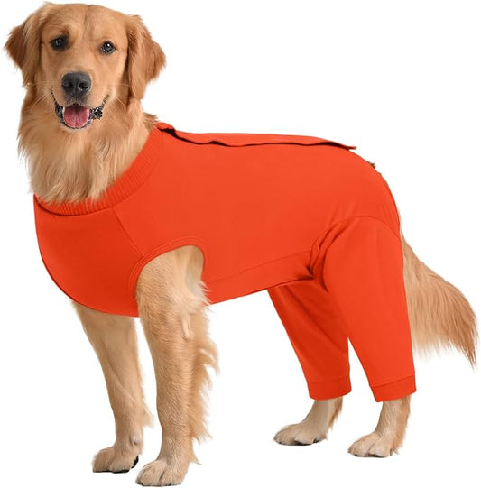 Kuoser Dog Recovery Suit for Rear Legs, Dog Surgical Suit with Pants Cover to Prevent Licking Wounds, Dog Onesie for Surgery Female Spay Male Neuter, Anti Licking Dog Recovery Leg Sleeve, Orange 2XL