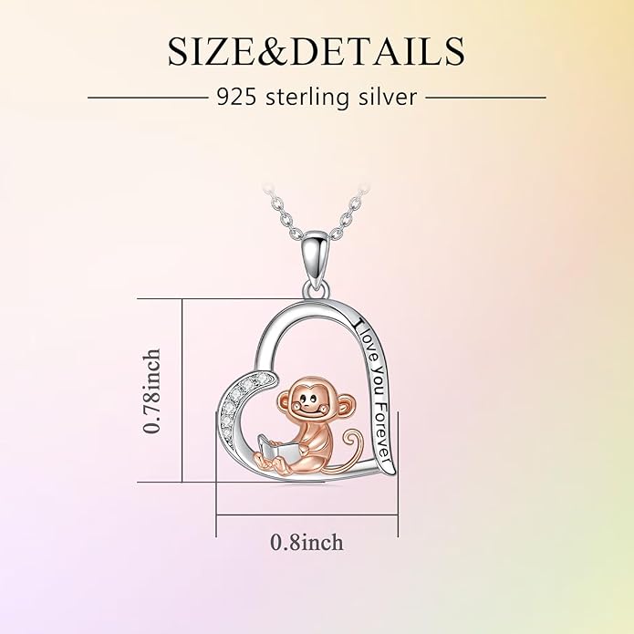 Cat Squirrel Llama Raccoon Tiger Cheetah Elephant Fox Sloth Koala Monkey Horse Dinosaur Axolotl Necklace Animal Pendant Heart Necklace 925 Sterling Silver