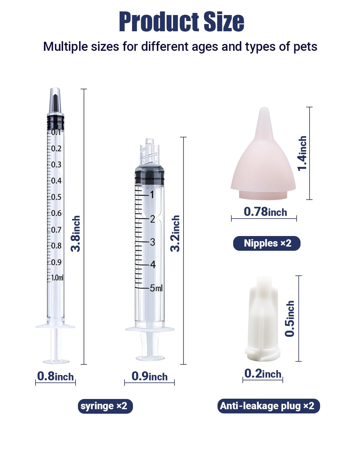 Pet Nursing Bottle, Nursing Bottle Kits, Kitten Bottle Feeding Kit, Fit for Feeding Newborn Puppies, Kitten, Squirrel, with 2 Replacement Nipple for Nursing Puppy Milk