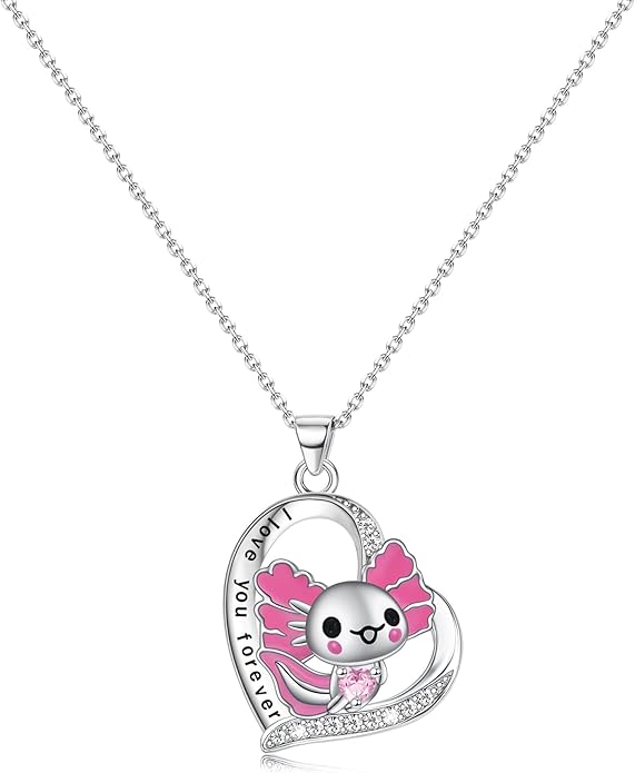 Penguin/Elephant/Frog Mushroom/Cat/Fox/Highland Cow/Axolotl/Yorkie Necklace Jewelry for Women Birthday Christmas Gifts