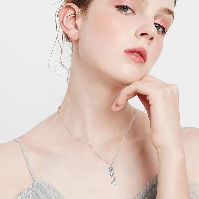 CUOKA MIRACLE Urn Necklace Ashes Sterling Silver Skull Urn Necklace Personalized Cremation Memorial Skull Ash Keepsake Pendant Cremation Jewelry