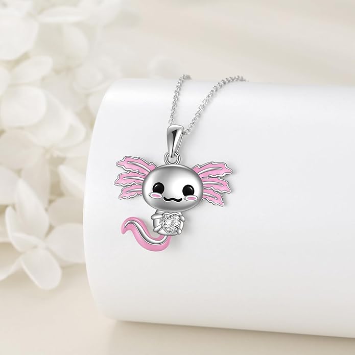 TIGER RIDER Bee Necklace for Women Sterling Silver Cute Animal Axolotl Dragonfly Moth Owl Black Cat Pendant Necklaces Animals Jewelry Birthday Gifts for Women Wife