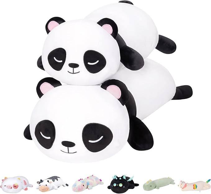Panda Plush Body Pillow, 25” Panda Stuffed Animal Squishy, Cute Plushies Cuddle Pillows for Kids, Long Pillow Plush Toys, Birthday Gifts for Women, Girls and Males