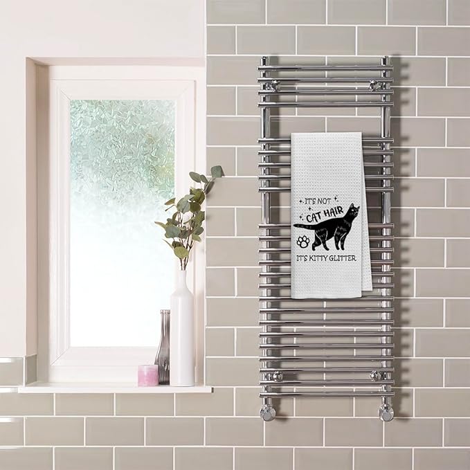 Dibor Cat Kitchen Towels, Cat Hand Towels for Cat Lovers Dish Towels Dishcloth, It s Not Cat Hair It s Kitty Glitter Cloth Hand Towels Tea Towels for Bathroom Kitchen, Cat Lover Gifts, 16x24 Inches