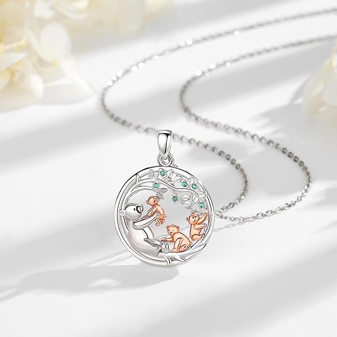 EUDORA Sterling Silver Mother Daughter Necklace for Women, Mama Son Daughter Necklace Pendant for Mom and Daughter,Mom Jewelry from Daughter Mother's Day Gift for Mother Daughter Aunt Grandma