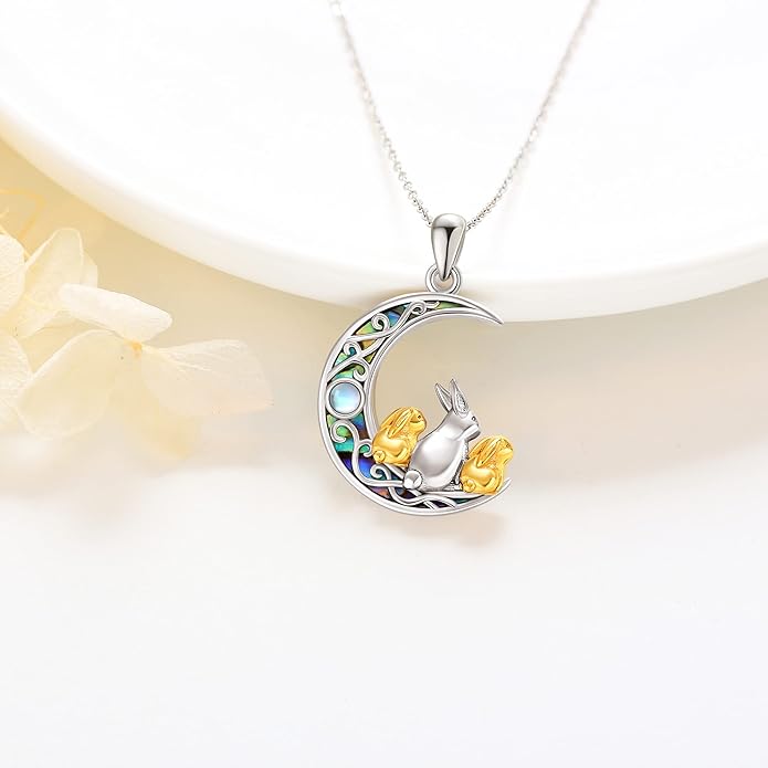 Sterling Silver Cute Animal Pendant Necklace Fox/Snake/Unicorn/Owl on Moon/Rabbit/Horse Necklace Jewelry Gifts for Women Mom Sister