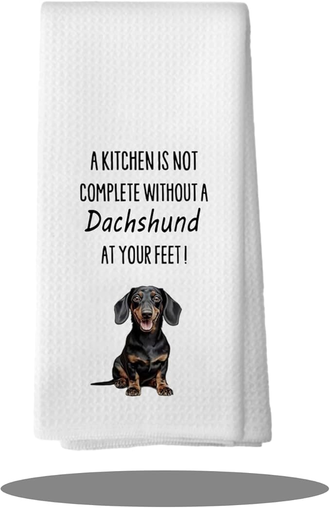 Dachshund Dog Gifts Kitchen Decor Towels 16″×24″,Dog Lovers Gifts for Girls Mom Women, A Kitchen is Not Complete Without a Dachshund at Your Feet Bathroom Kitchen Dish Hand Towels