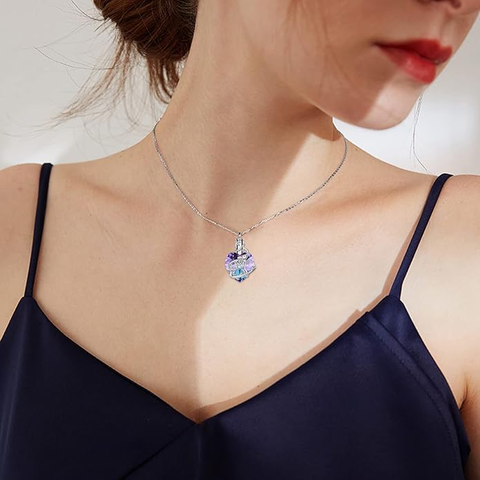 YFN Elephant Heart Crystal Urn Necklace for Ashes Cremation Jewelry Sterling Silver with Crystal Jewelry Gifts for Women