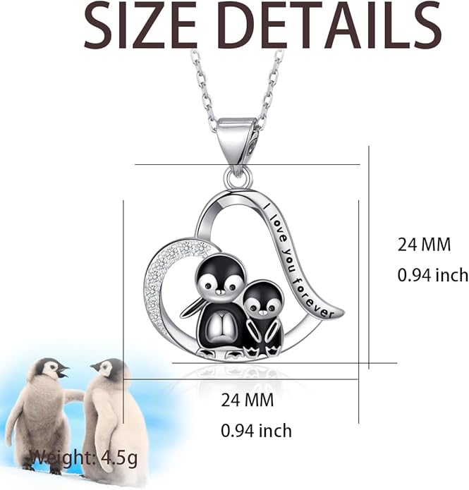Penguin/Elephant/Frog Mushroom/Cat/Fox/Highland Cow/Axolotl/Yorkie Necklace Jewelry for Women Birthday Christmas Gifts
