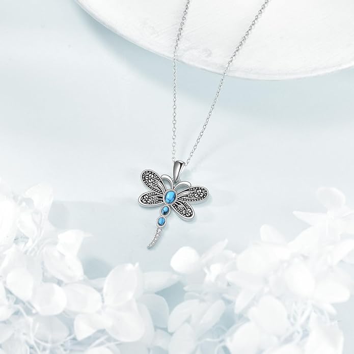 POPLYKE Spider/Butterfly/Fox/Killer Whale/Pande/Shark/Cat/Owl/Mermaid/Dragonfly Necklace 925 Sterling Sliver Animal Necklace Pendant Jewelry Gifts for Women