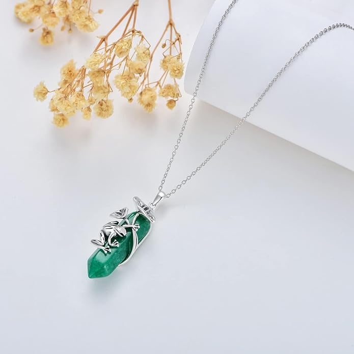 Frog Necklace 925 Sterling Silver Frog Pendant Birthstone Quartz Jewelry Gift for Women s Mom