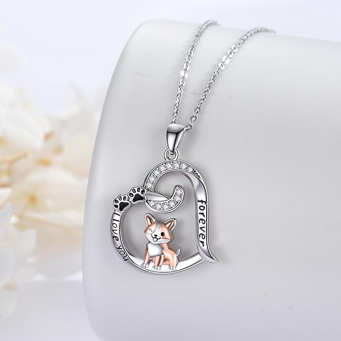 Dog/Paw Print/Infinity Necklace for Women 925 Sterling Silver Heart Dogs Pendant Necklaces Jewelry Christmas Birthday Gifts for Dog Lovers Friends