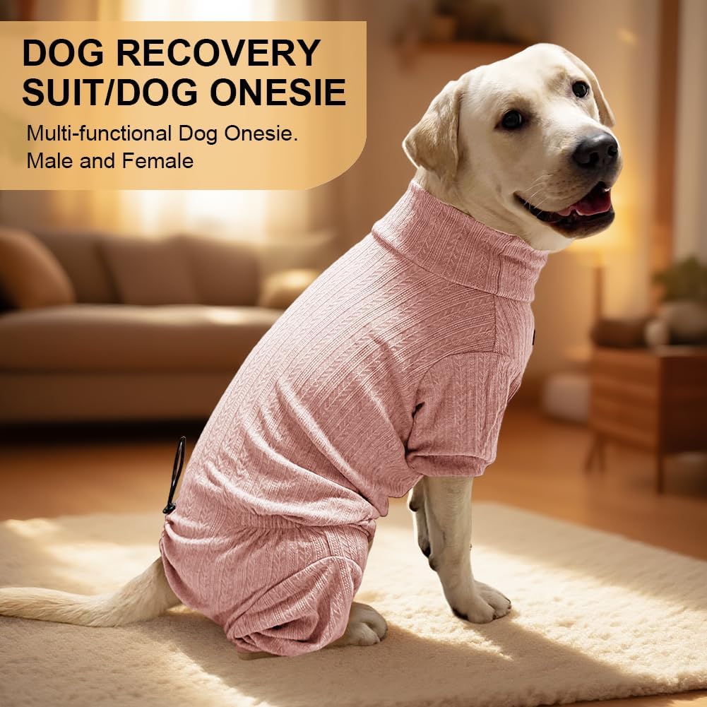 Dog Pyjamas PJS Sweater Clothing and Loungewear Suitable for Medium to Large Breeds of Dogs, Neutering Suits, Extra-Large Stretch Fabric, Four-Legged Dogs Clothes Pyjamas (Sweater Pink, 2XL)
