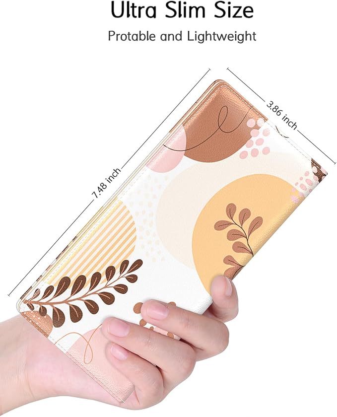Nipichsha Womens Wallet, RFID Slim Wallets for Women, Thin Ladies Credit Card Holder Purse, Cute Leather Bifold Clutch Billfold with 11 Card Slots & ID Window, Tropical Leaf