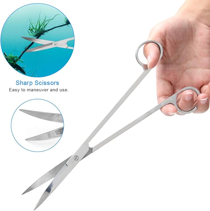 Luxiv Aquarium Aquascape Tools Kit, 6 in 1 A Aquatic Plant Aquascaping Tool Stainless Steel Tweezers Scissors Spatula for Aquarium Tank Clean Aquascape Tools with Fishing Net, 80P PH Paper