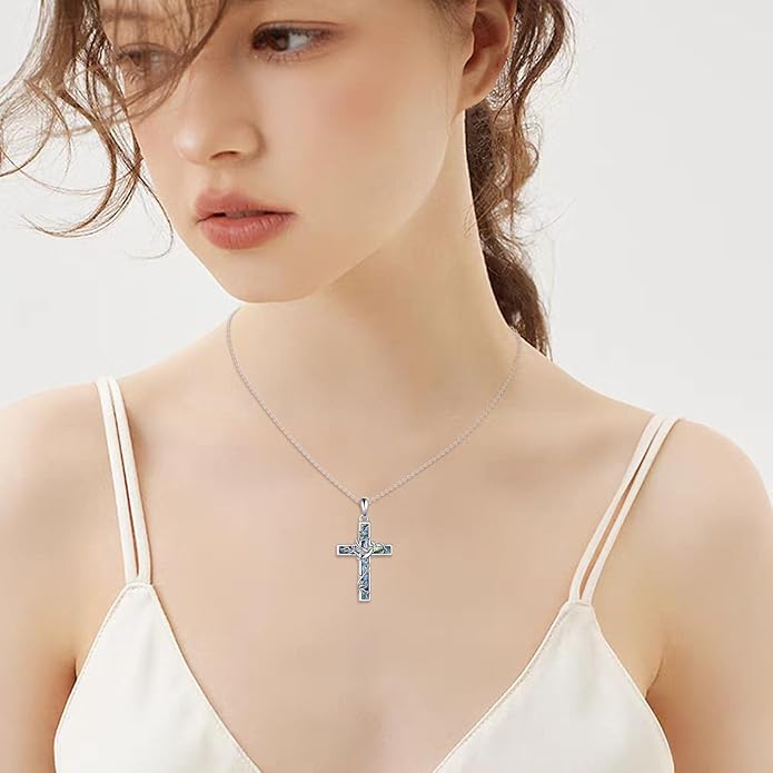 YFN Cross Necklace Sterling Silver Religious Cross Pendant Jewelry Christian Gifts for Women Men