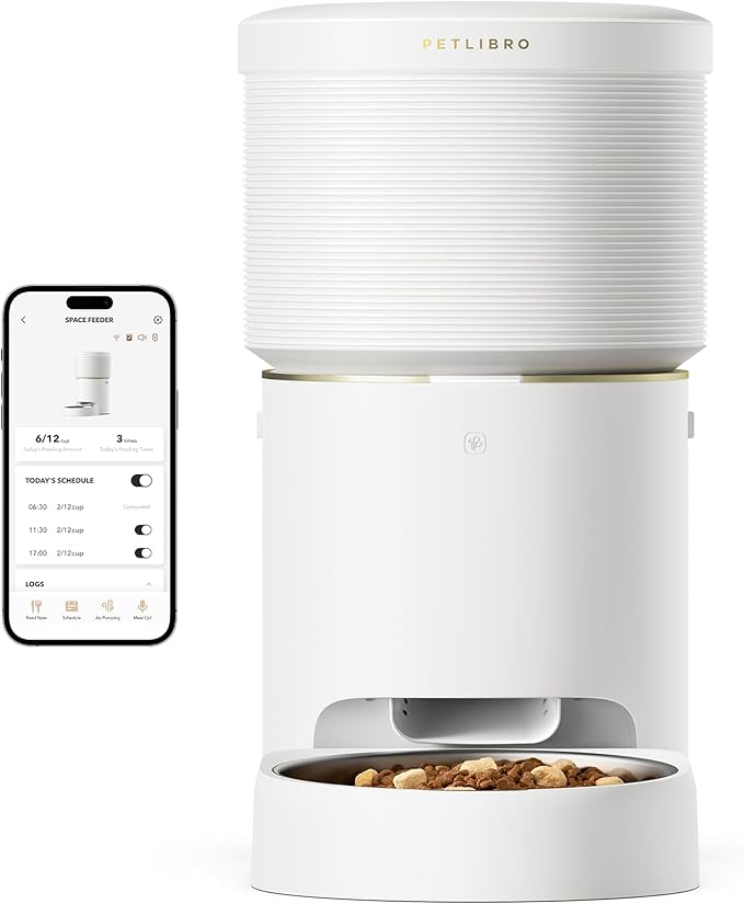PETLIBRO Automatic Dog Feeder, 5G Wi-Fi 8L Large Dog Food Dispenser with Vacuum-Sealed Cat Feeder for Airtight Storage, Auto Pet Feeder with 187mm Large Food Tray for Medium Large Breed Dog Cat 34Cups