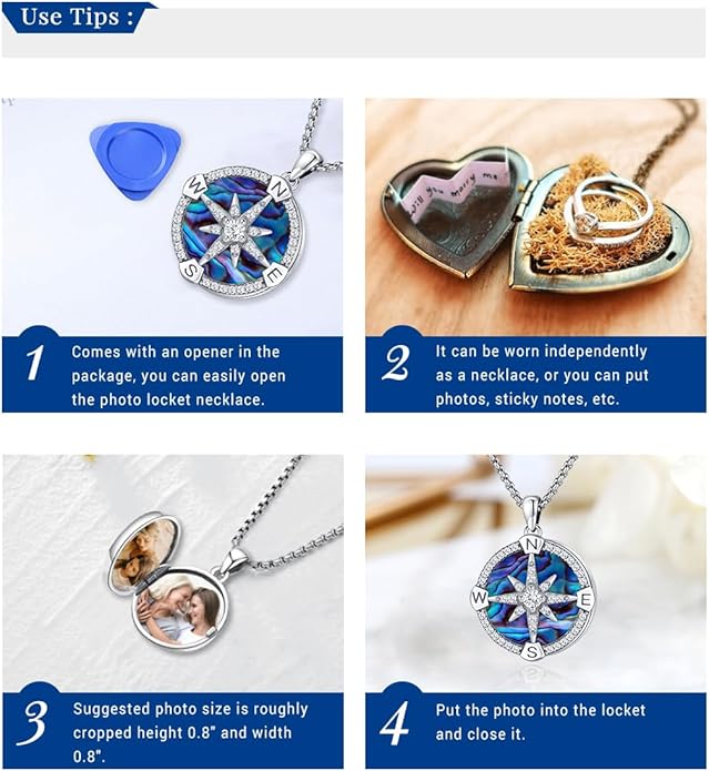 Picture Locket Necklace for Women Men Rose 14K Real Gold 925 Sterling Silver Jewelry Heart Locket Necklace that Holds Pictures Tree of Life Viking Wolf Celtic Knot St Christopher St Michael Pendant