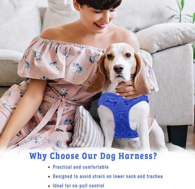 Comfort Fit Dog Harness No Pull with Adjustable Buckles Soft Padded Reflective Choke Step-in Pet Vest with Easy Control Handle for Small Medium Large Dogs & Puppies for Walking Running Training