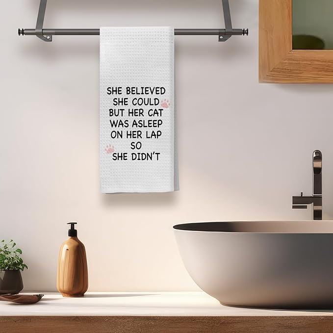 Cat Towels for Cat Lovers, Cat Kitchen Towels, Cat Mom Gifts, Cat Gifts for Cat Lovers Women, Cat Lady Gifts, Cat Hand Towels, Cat Dish Towels Tea Towels for Kitchen, 16x24 Inch