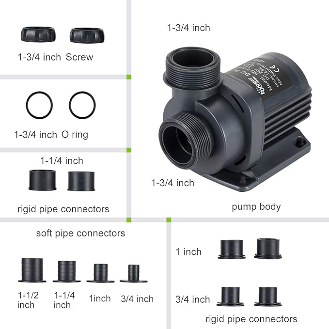 Hygger 1350GPH Quiet Submersible and External 24V Water Pump, with Controller (30%-100% Settings), Powerful Return Pump for Fish Tanks, Aquariums, Ponds, Fountains, Sump, Hydroponics (40W, 13.1ft)