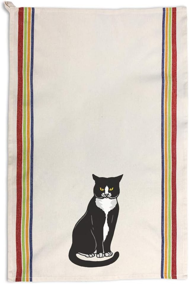 Custom Decor Kitchen Towels Tuxedo Cat C Pets Cats Cleaning Supplies Dish Towels Multi Stripe Design Only