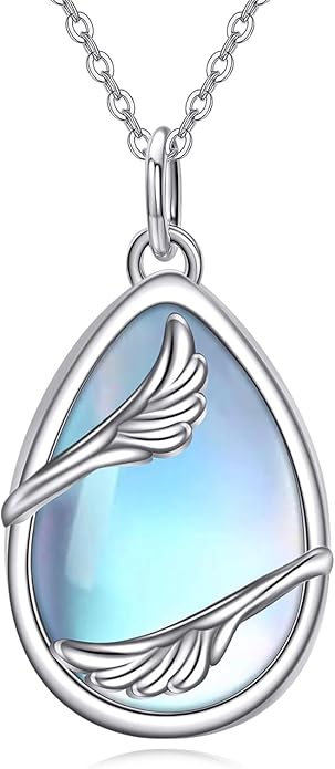 KQF Cat/Dragonfly/Owl/Angel Wings Necklace for Women Sterling Silver Moonstone Pendant Necklaces Animal Jewelry Mother'S Day Gifts for Cat Lover Teen