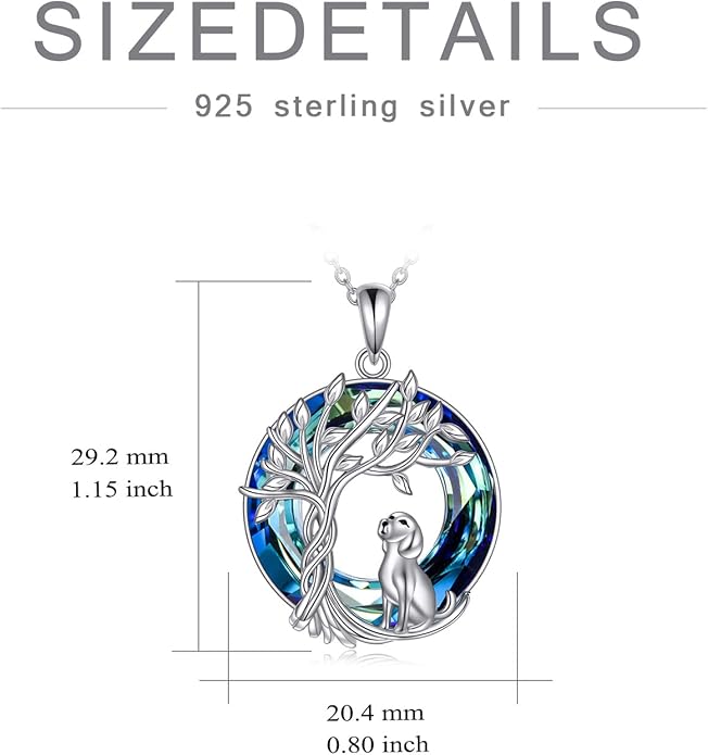 TOUPOP Tree of Life Animal Necklace 925 Sterling Silver Crystal/Abalone Shell Animal Pendant Jewelry Birthday Mothers Day Gifts for Women Mom Wife Her