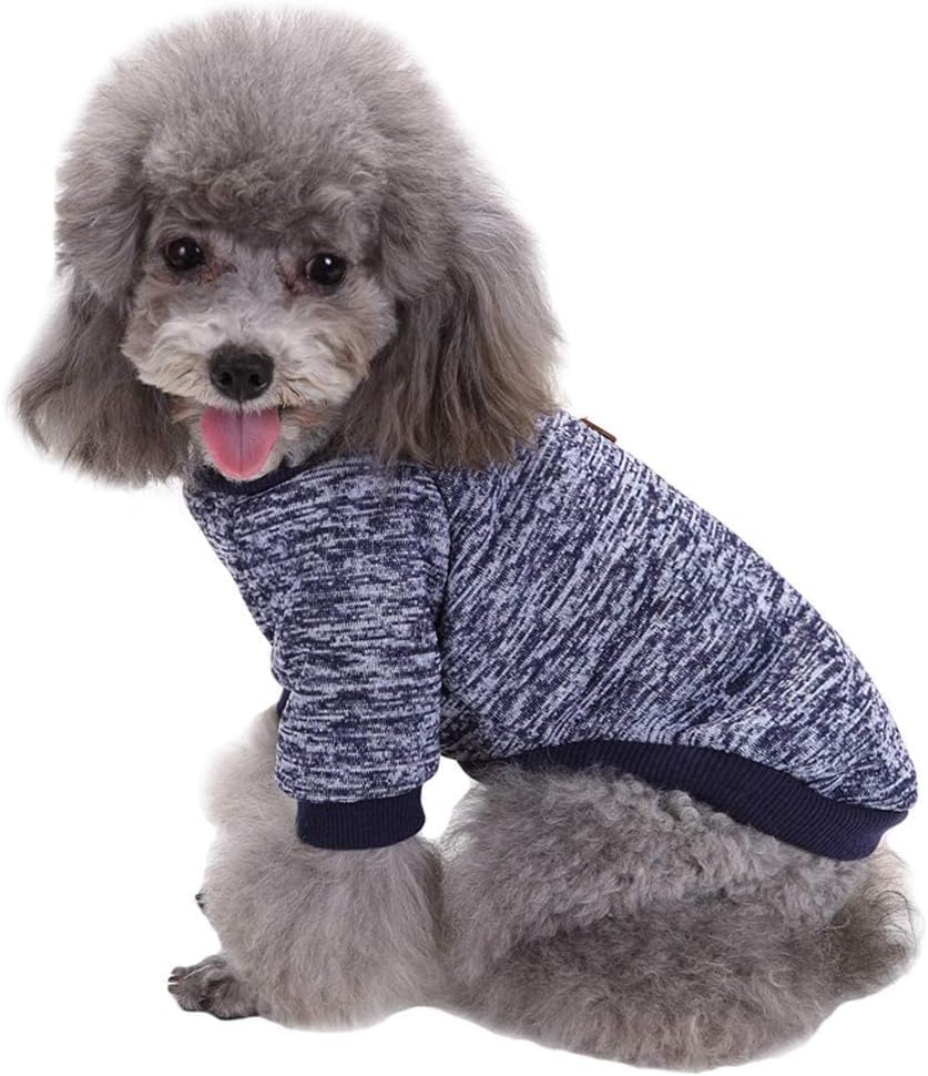 Jecikelon Dog Clothes Dogs Sweater Soft Puppies Clothing Winter Puppy Sweaters Warm Outfit for Dogs Small XXS XS Cat Apparel (X-Large, Navy Blue)