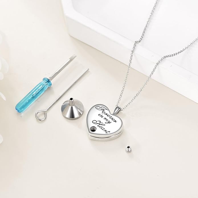 POPLYKE 925 Sterling Silver Urn Necklace for Ashes for Women Cremation Necklace for Ashes Keepsake Jewelry for Human