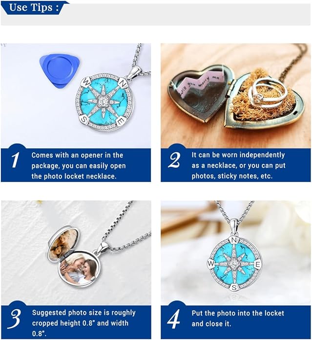 Picture Locket Necklace for Women Men Rose 14K Real Gold 925 Sterling Silver Jewelry Heart Locket Necklace that Holds Pictures Tree of Life Viking Wolf Celtic Knot St Christopher St Michael Pendant