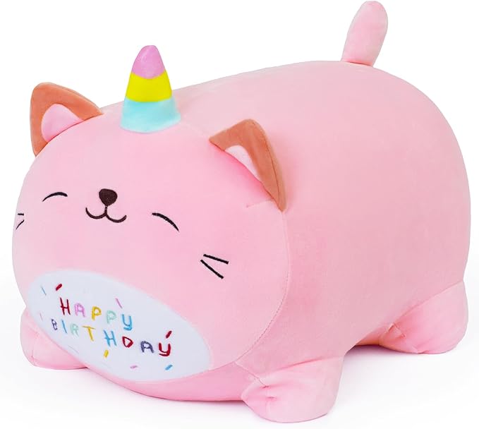 Kawaii Birthday Unicorn Plush, Soft Happy Birthday Unicorn Plush Pillow Toy for Kids (25cm/9.8inch)