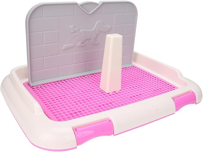 Puppy Dog Potty Tray, Puppy Training Toilet Tray Pet Training Pad Holder, Cat Potty Fence Dog Scheduled Urination Potty Tray, Dog Litter Box for Small and Medium Dogs, Bunny, Cats (Pink)