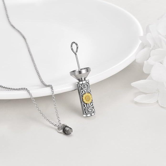 TIGER RIDER Urn Necklace for Ashes for Women 925 Sterling Silver Cremation Jewelry for Ashes