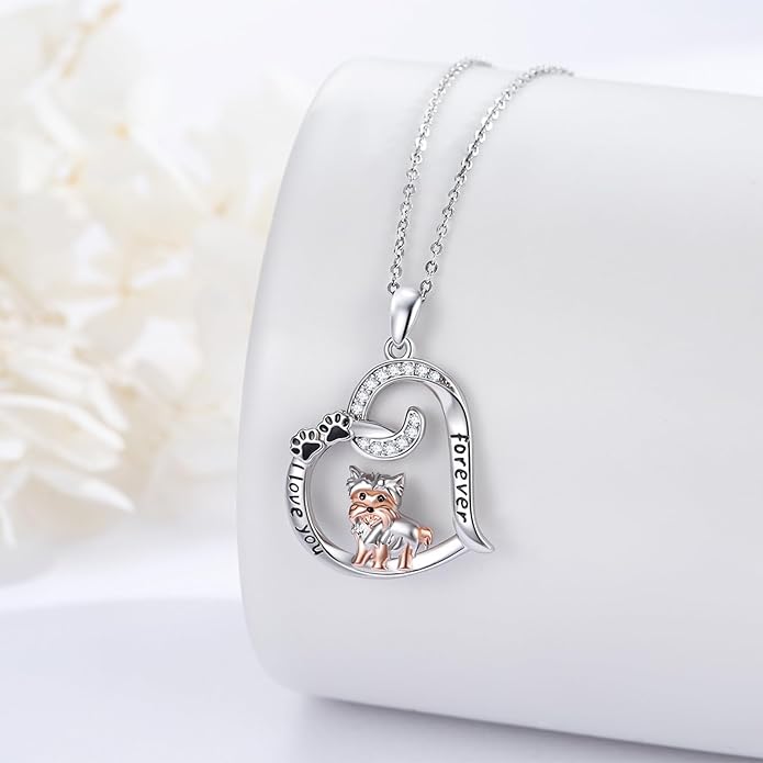 Dog/Paw Print/Infinity Necklace for Women 925 Sterling Silver Heart Dogs Pendant Necklaces Jewelry Christmas Birthday Gifts for Dog Lovers Friends