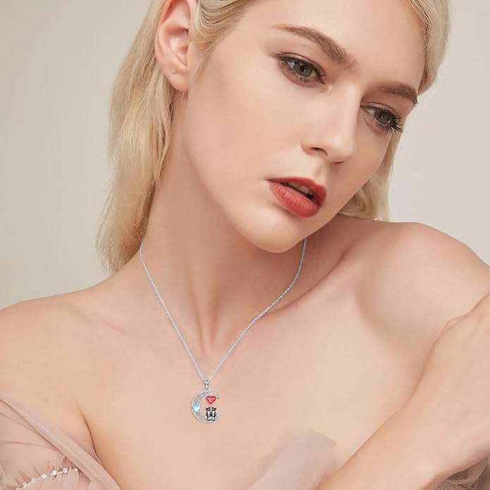 Cat Necklace 925 Sterling Silver Cat Pendant Necklace Cute Animal Jewelry Gift for Women Mother Grandma