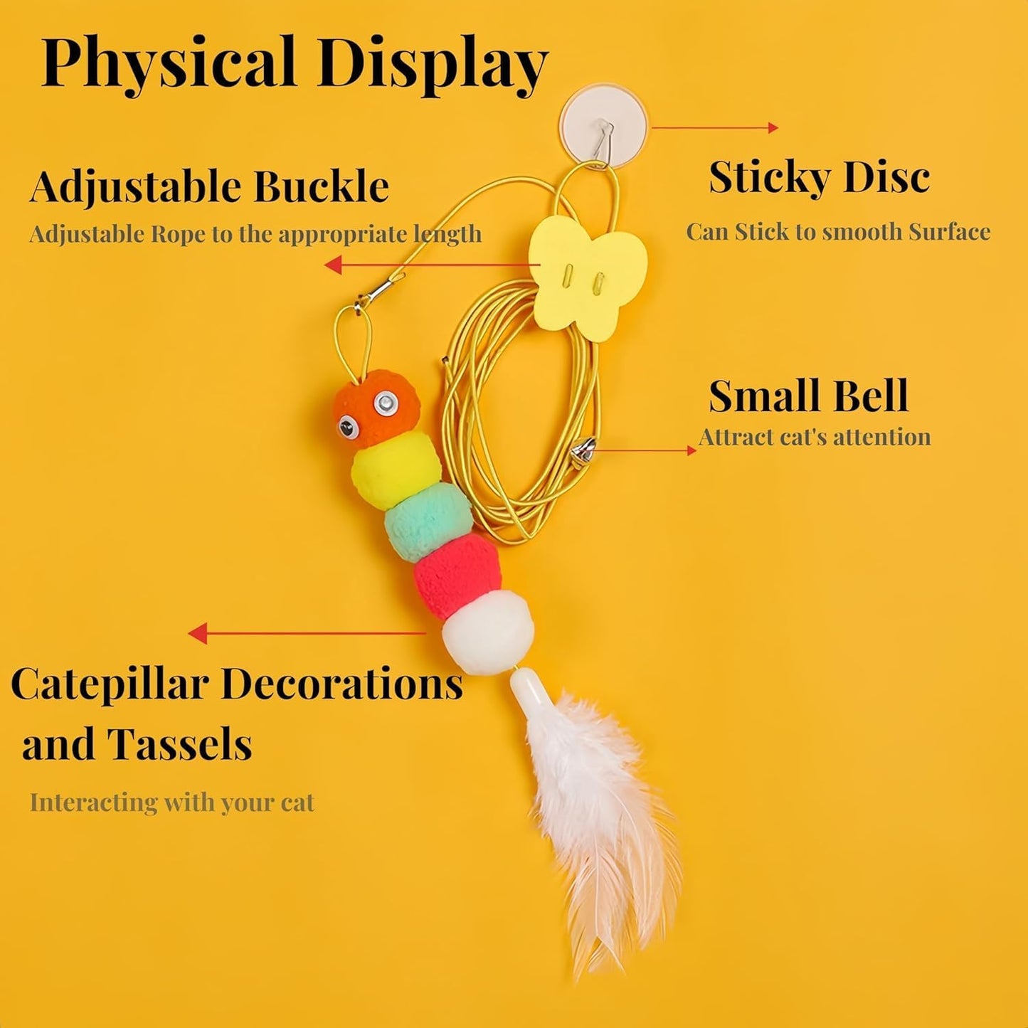 GUCHO Cat Toys for Indoor Toys,Rainbow Cat Wand Toys,Feather Flips Plush Ball Cat Toys,Interactive Real Feather Cat Toy for Teaser Play and Chase Exercise with Kitten 4 Pack