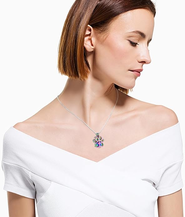 Pet Cremation Jewelry for Dog/Cat Paw Stainless Steel Memorial Locket Urn Necklace with Hollow Urn Cremation Jewelry for Ashes